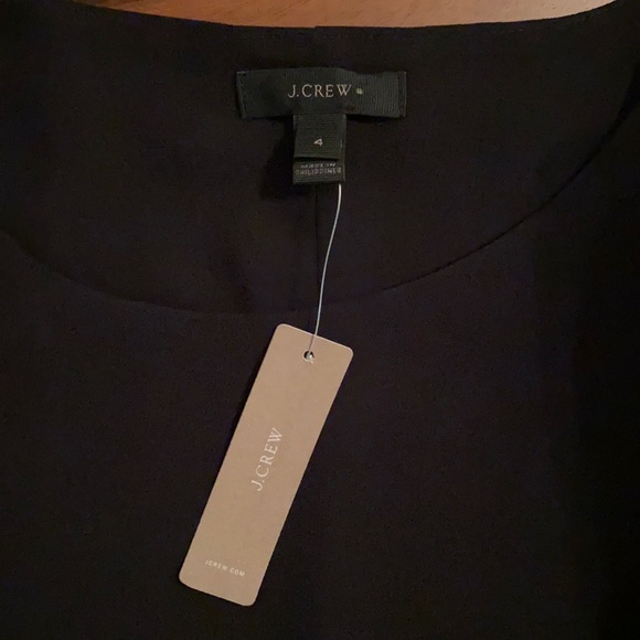 J Crew black top with sequin bow on right shoulder - Picture 4 of 4